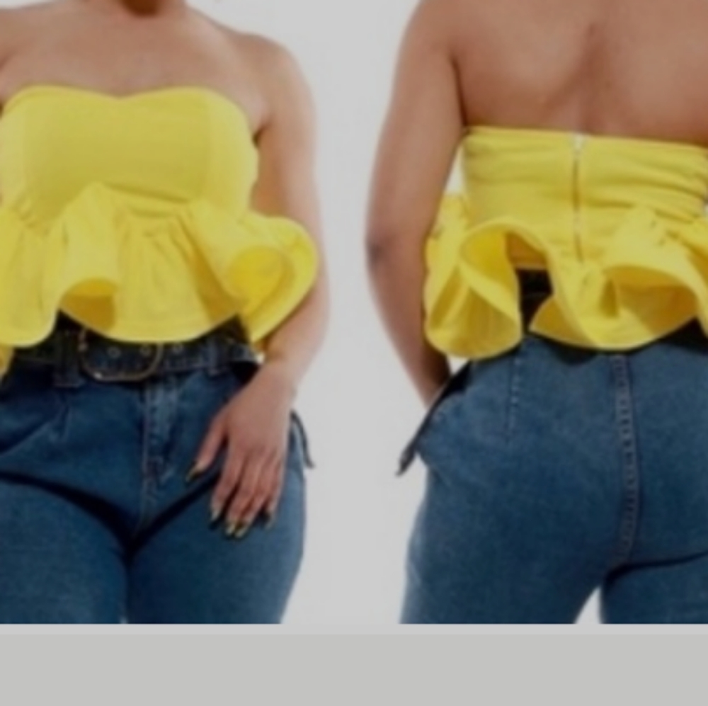 Yellow ruffle tube top